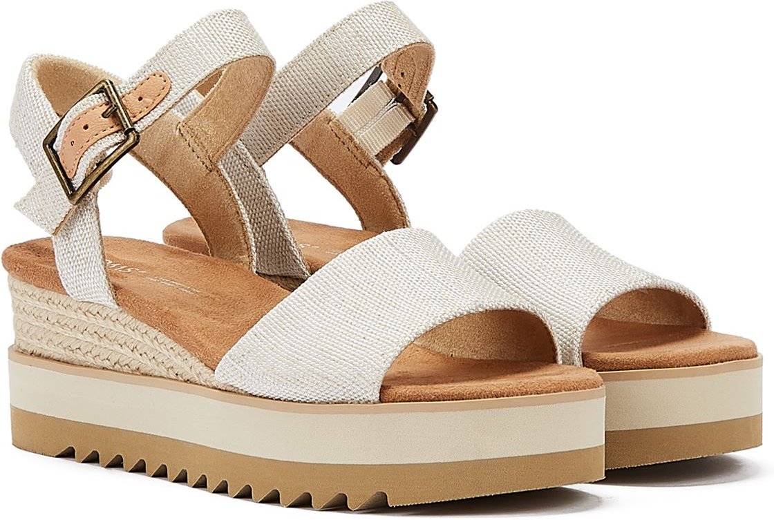 TOMS Diana Canvas Wedge Natürliche Frauen Weiße Sandalen