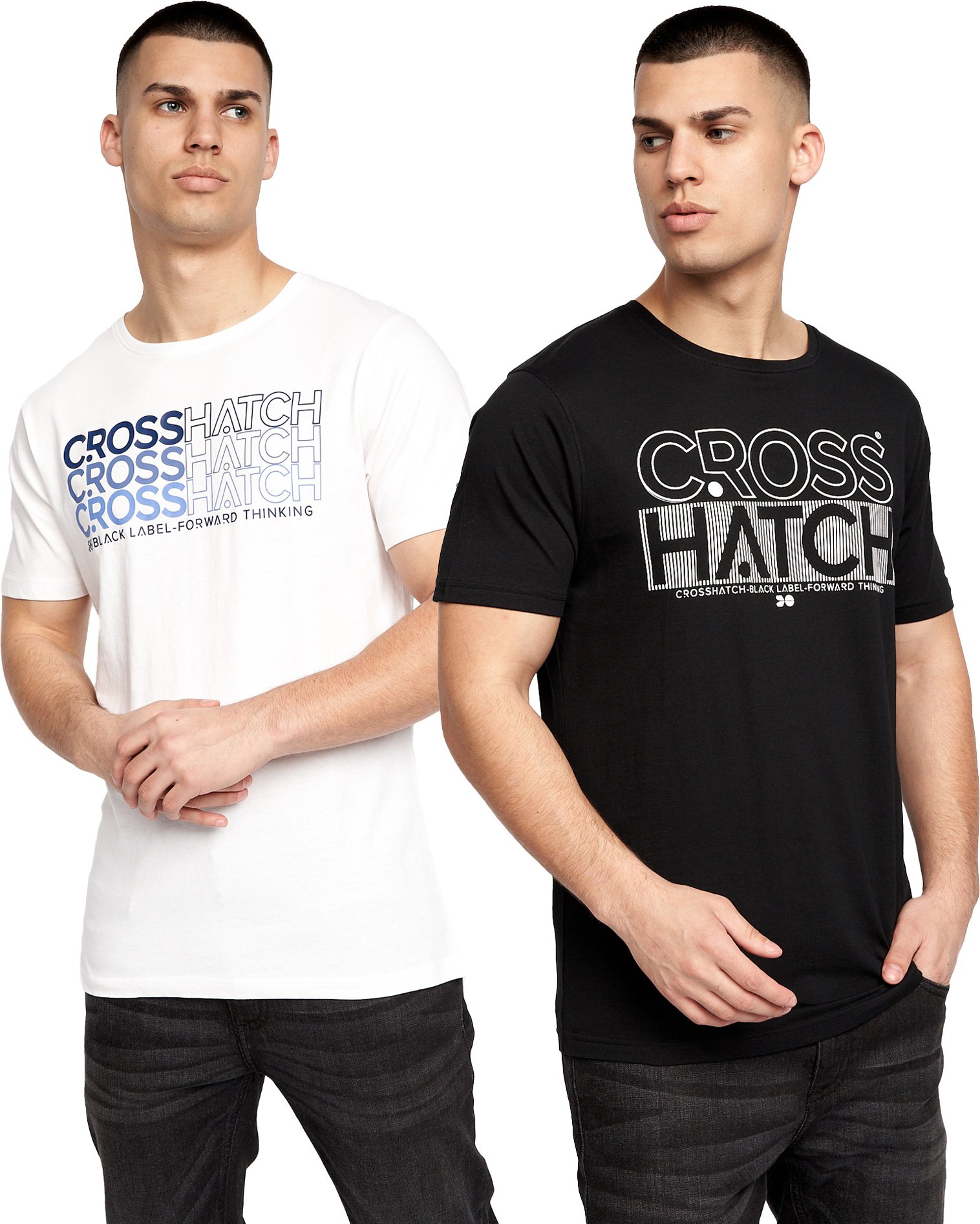 Crosshatch - "Arnio" T-Shirt für Herren (2er-Pack) (Schwarz/Weiß)