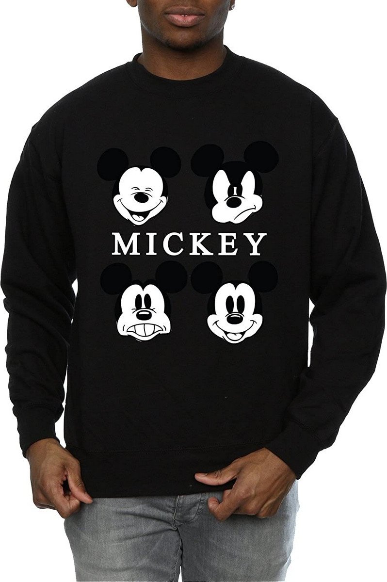 Disney Herren Vier Köpfe Mickey Mouse Baumwoll-Sweatshirt (schwarz)