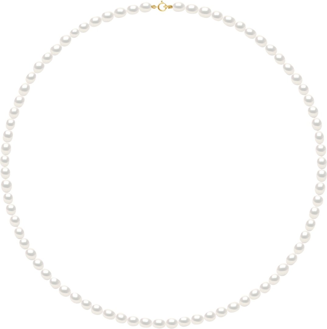 Halskette aus echten Süßwasser-Zuchtperlen, Reiskorn und Weiß, 4–5 mm