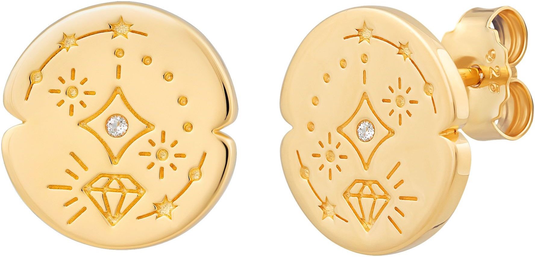 cai Ohrstecker 925 Silber vergoldet Tattoo Motiv rund