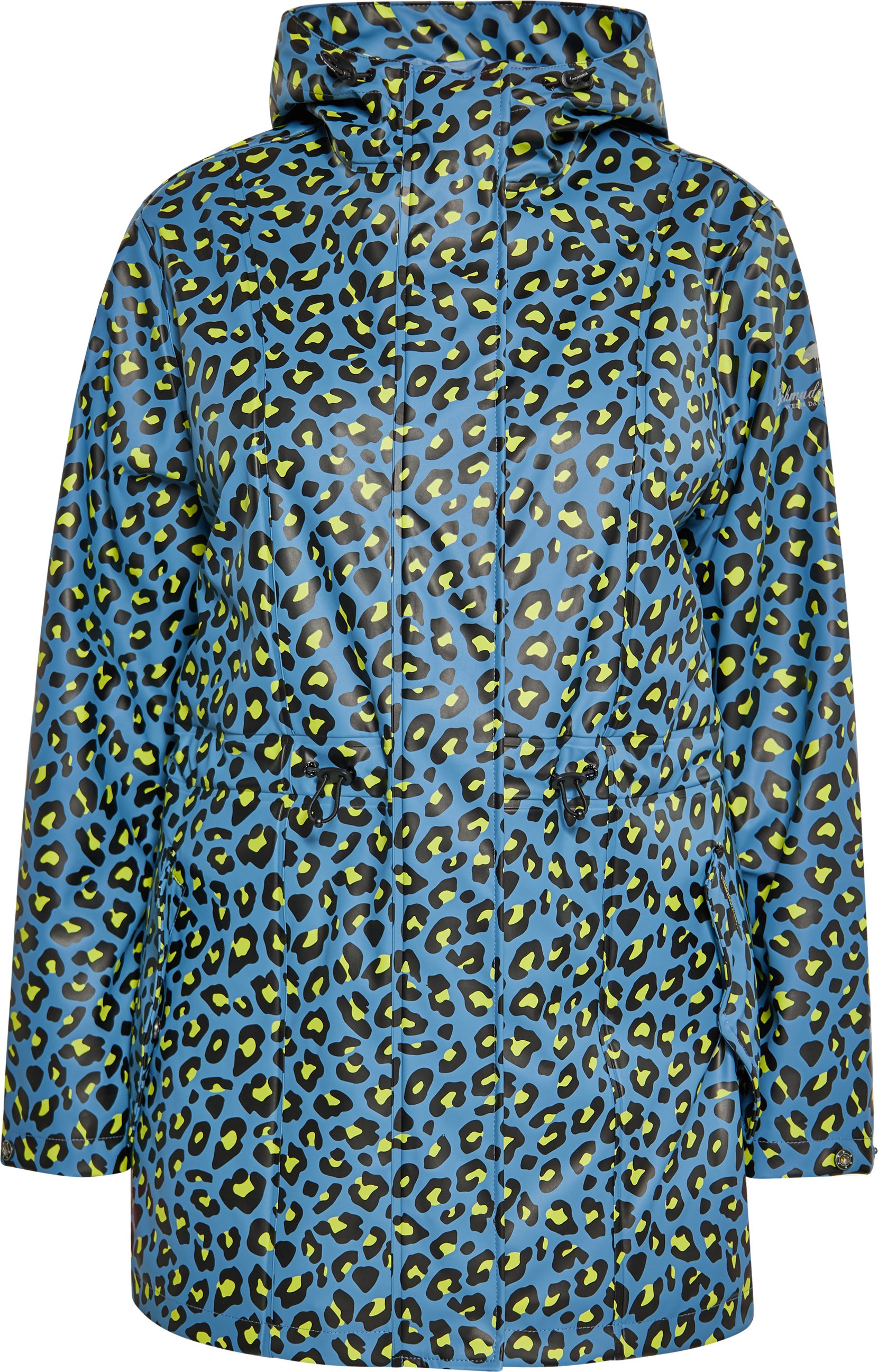 Thumbnail - Schmuddelwedda Regenjacke in großen Größen Damen Stahlblau Limette Leo