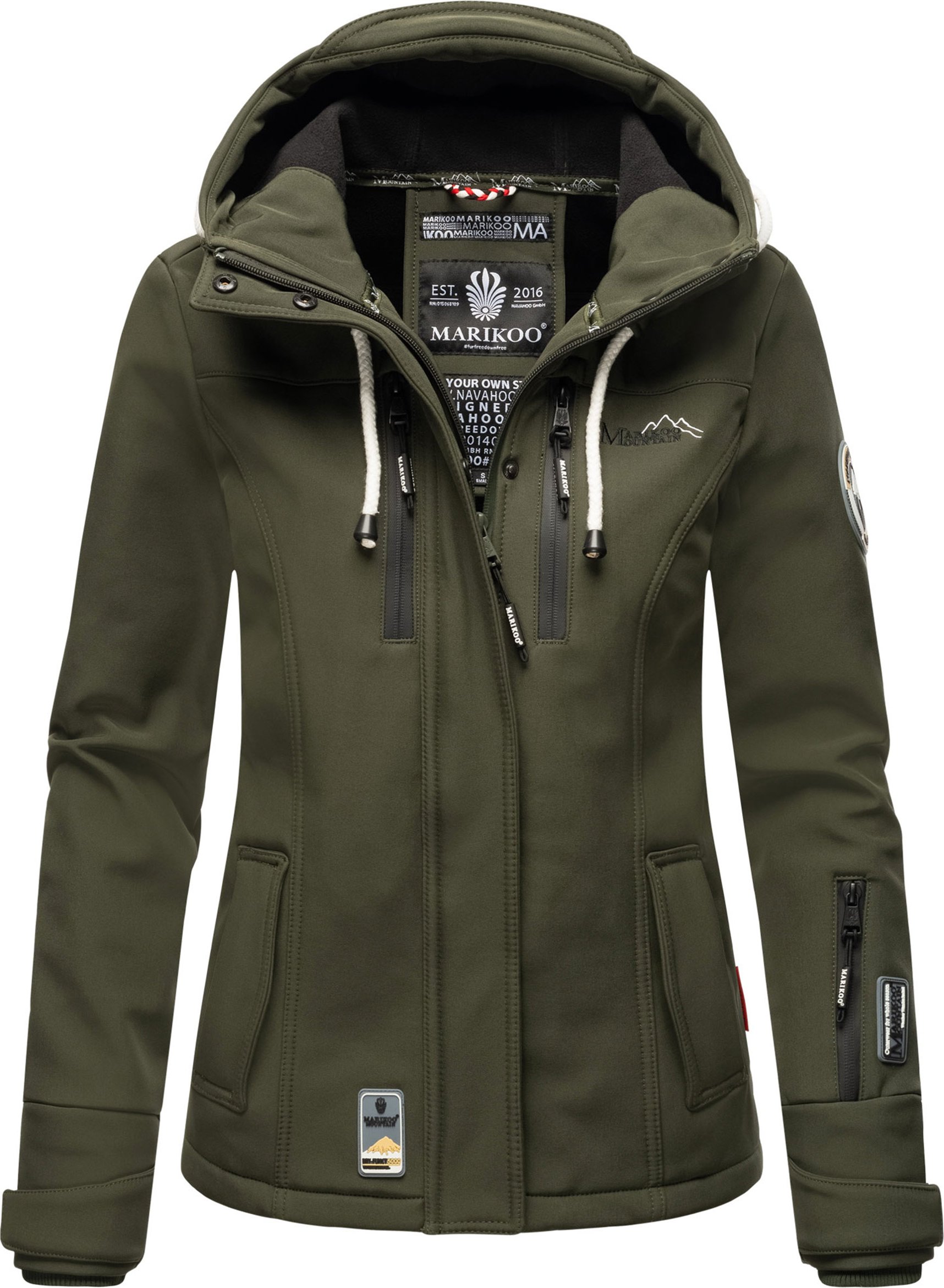 Marikoo Damen Softshelljacke – Kleine Zicke, warm mit Kapuze & Fleecefutter