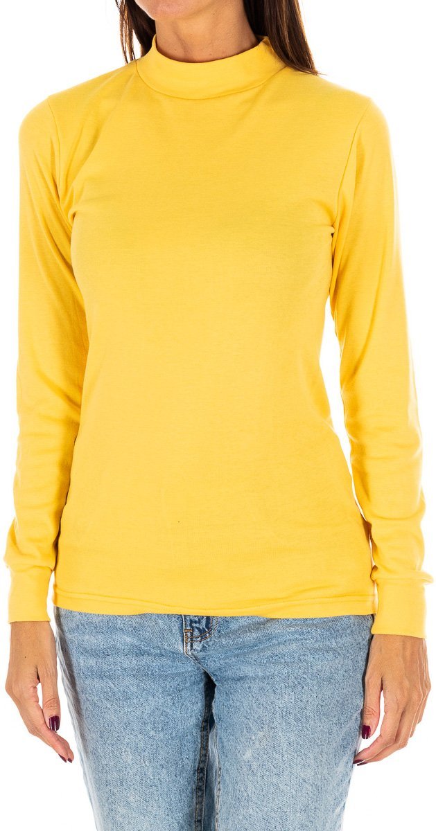 Langärmeliges T-Shirt mit halbhohem Kragen 1625-M Damen