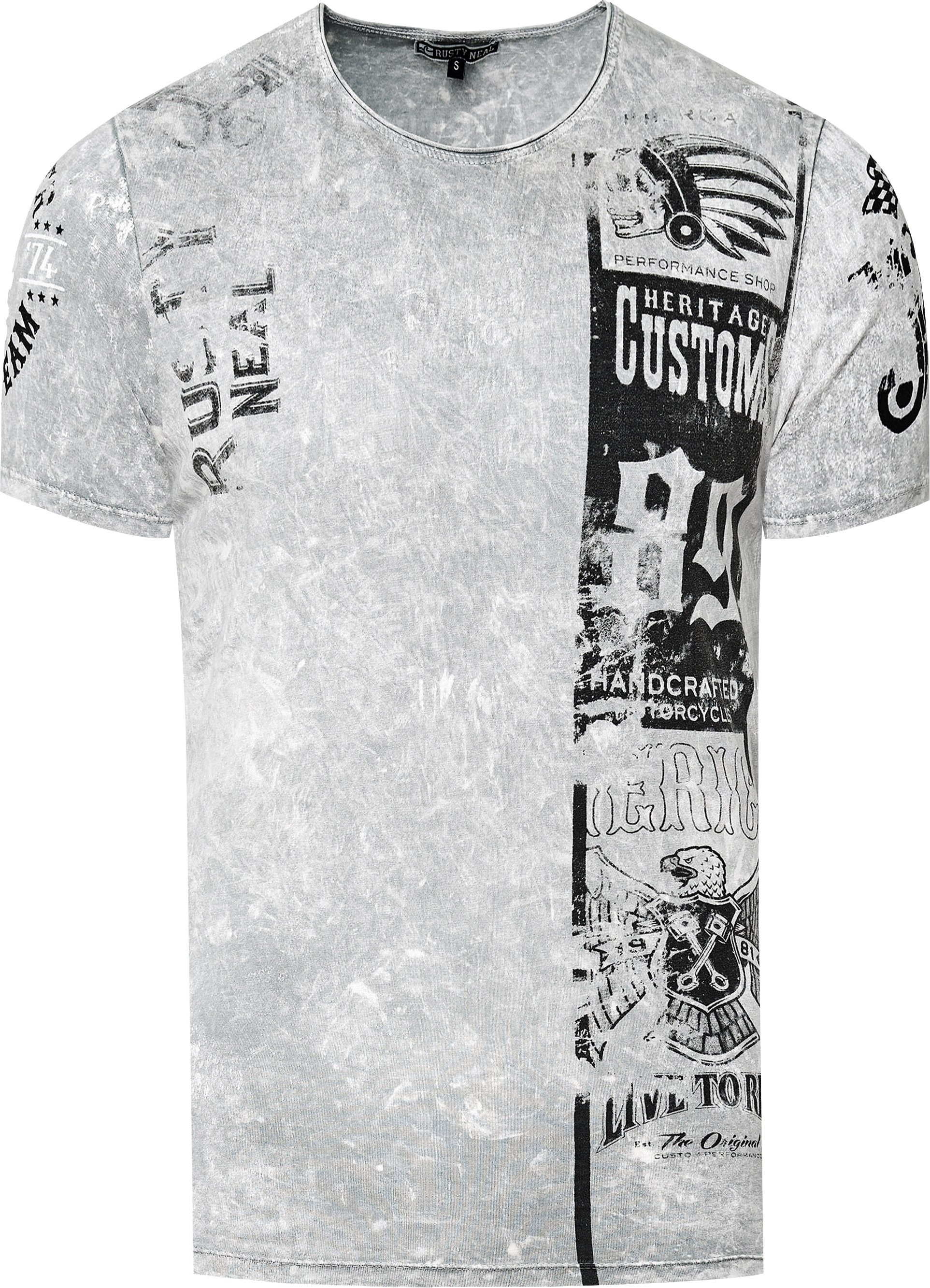 Thumbnail - Washed Biker T-Shirt mit Front & Back Prints