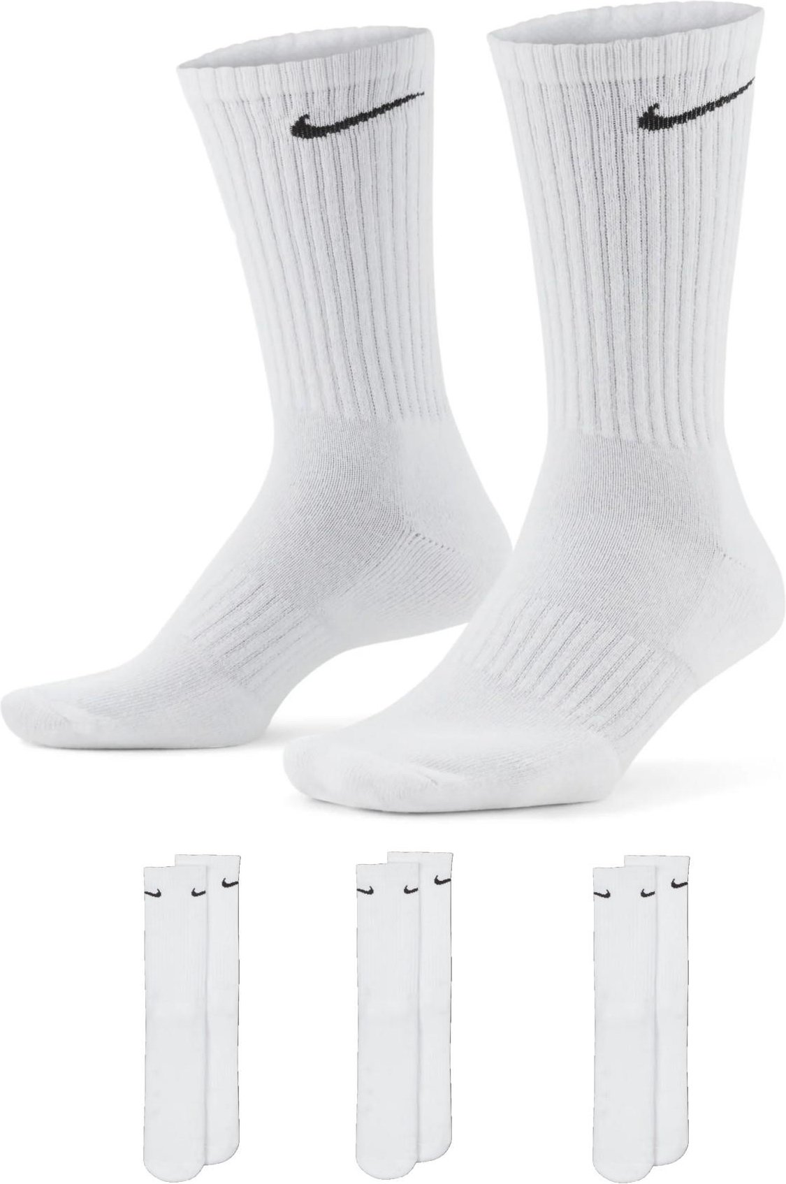 Nike Everyday Cushion Crew Trainingssocken, 3 Paar in Weiß