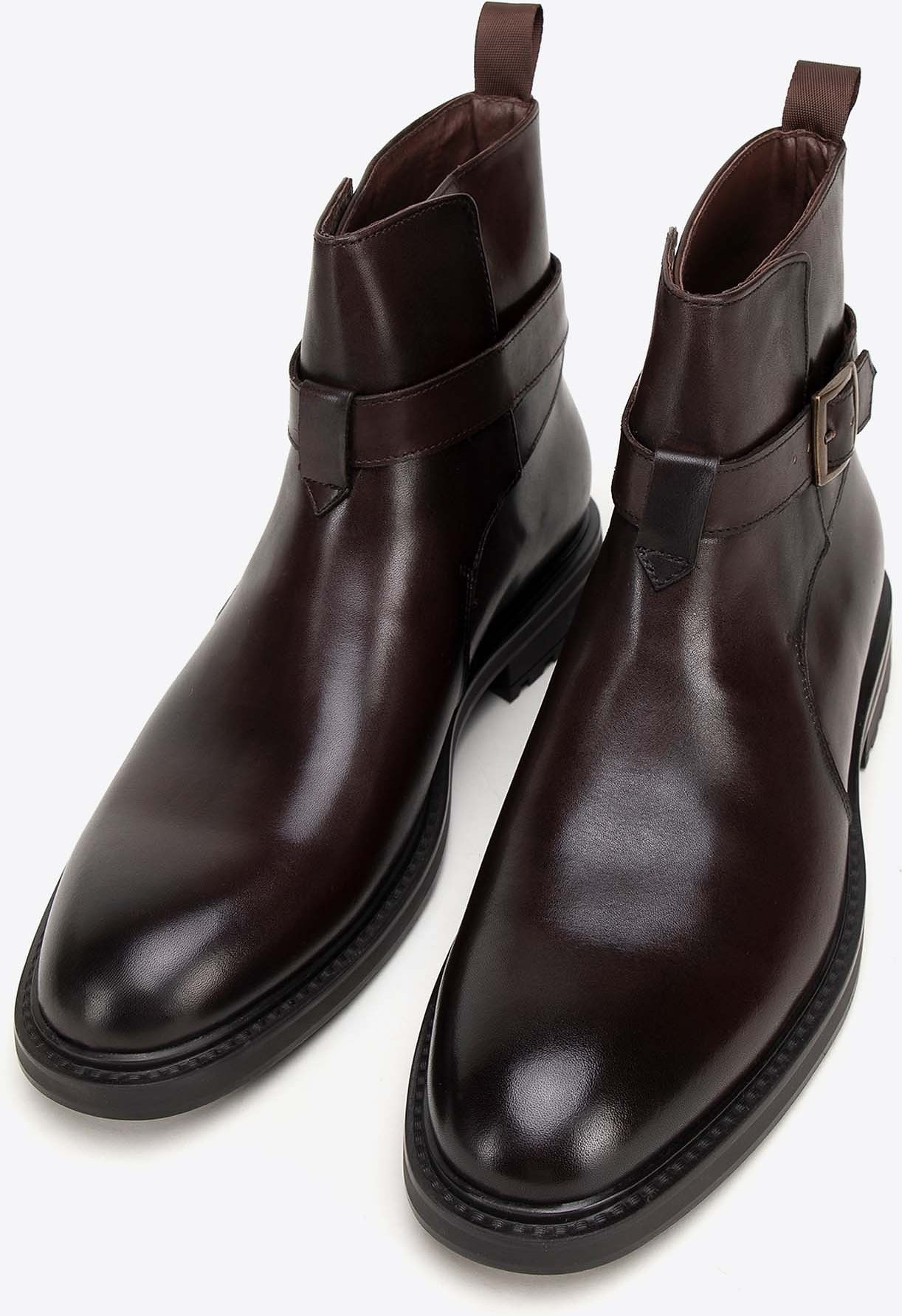 Wittchen Herren-Chelsea-Boots aus Leder mit Schnalle, Braun, Naturleder