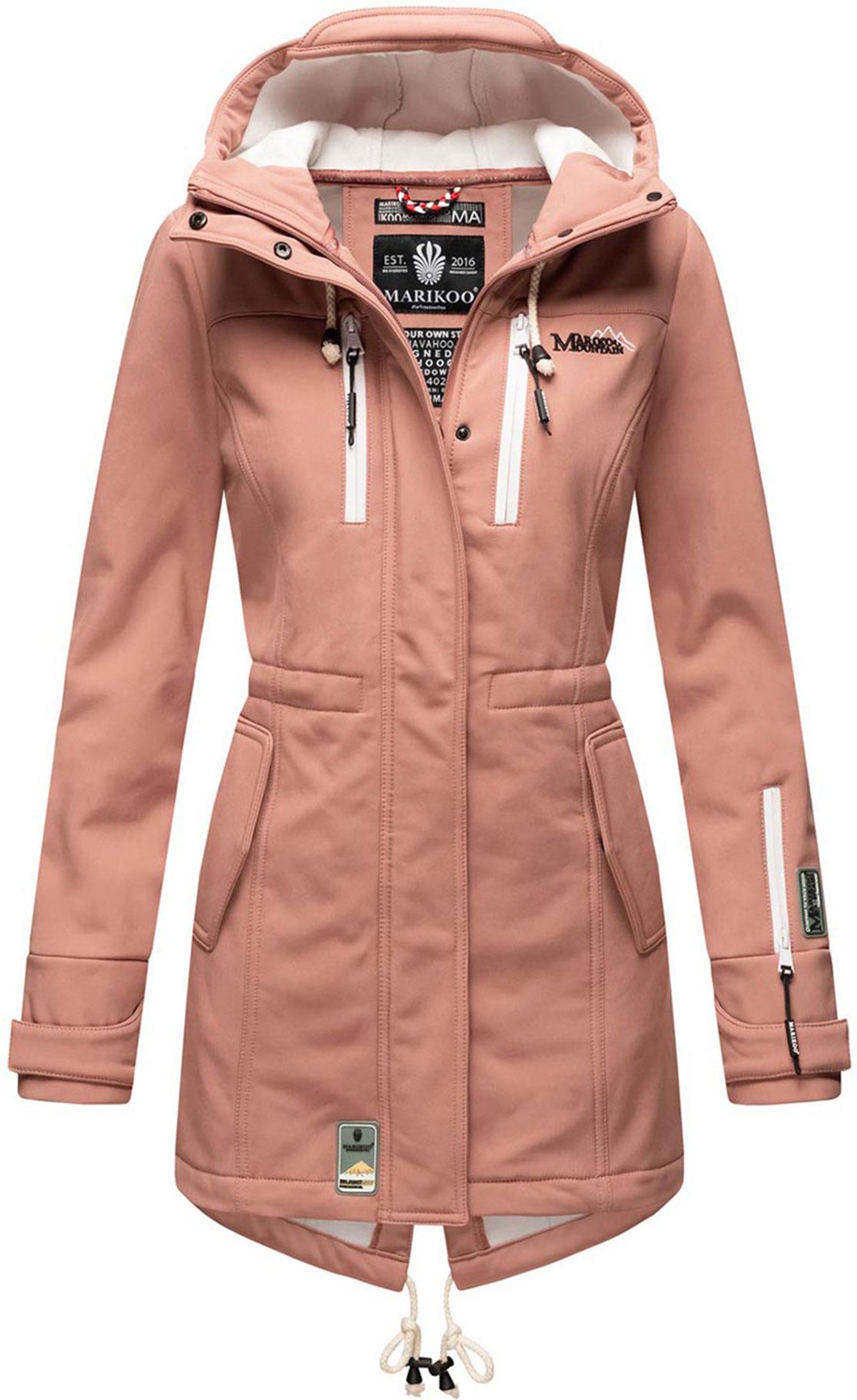 Thumbnail - Marikoo lange Damen Steppjacke Abendsternchen mit abnehmbarer Kapuze