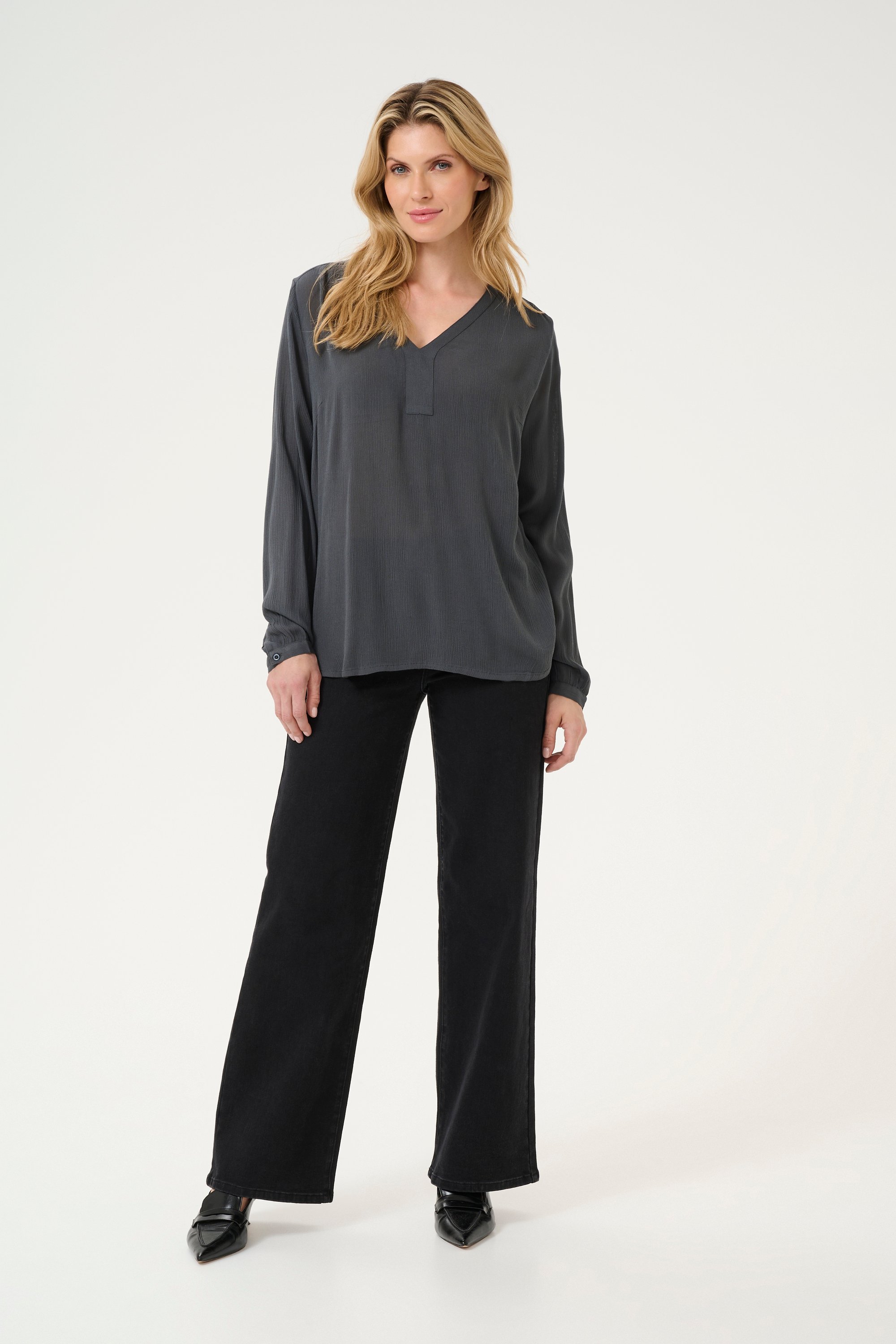 Langarm-Bluse Regular fit Black Oyster