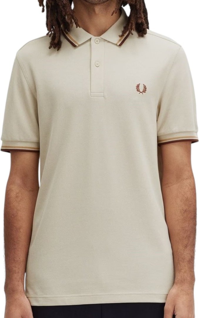 Thumbnail - Fred Perry M3600 Twin Tipped Poloshirt in Naturbeige