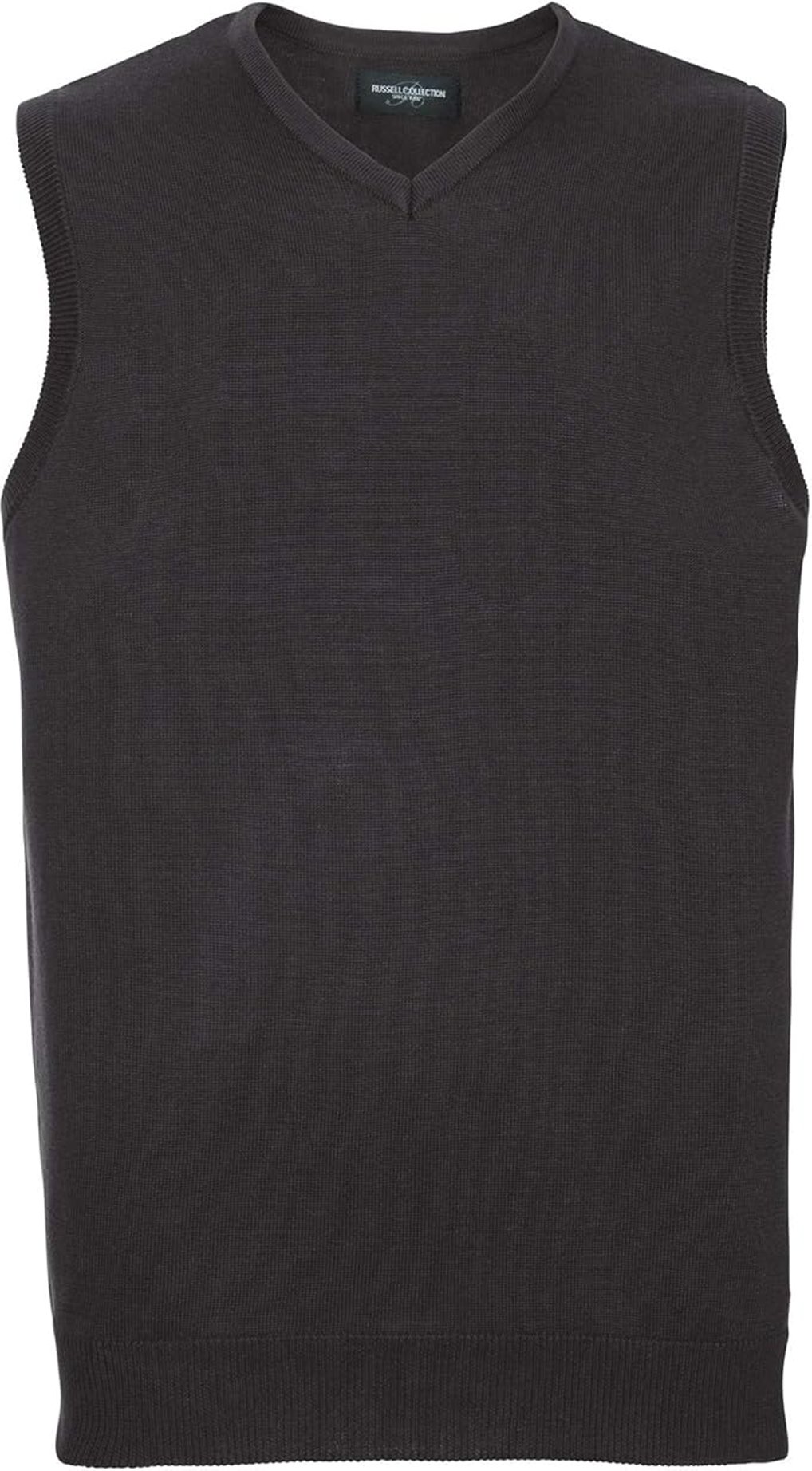 Russell Collection - Sweatshirt V-Ausschnitt für Herren Ärmellos (Schwarz)