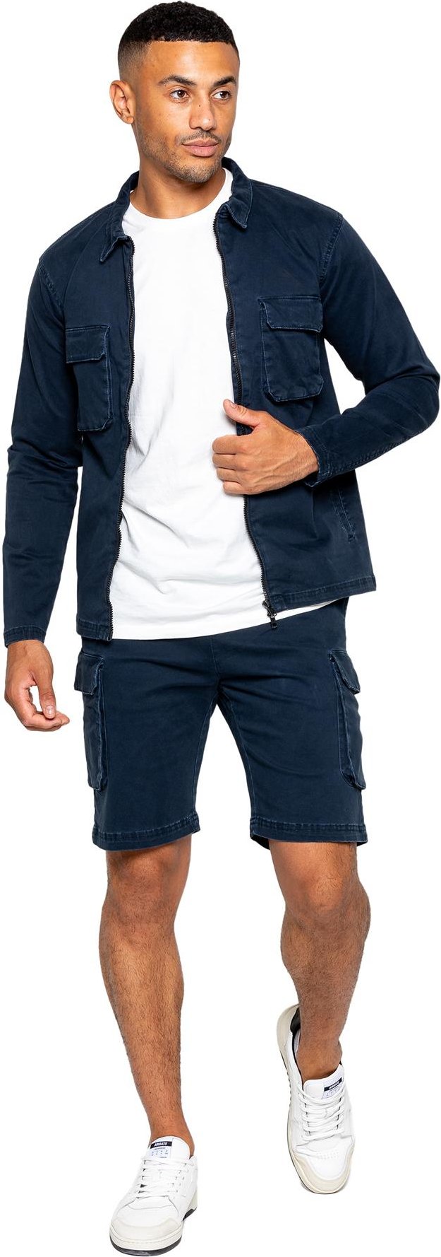 Enzo | Herren Cargo-Trainingsanzug mit Shorts Set - Navy