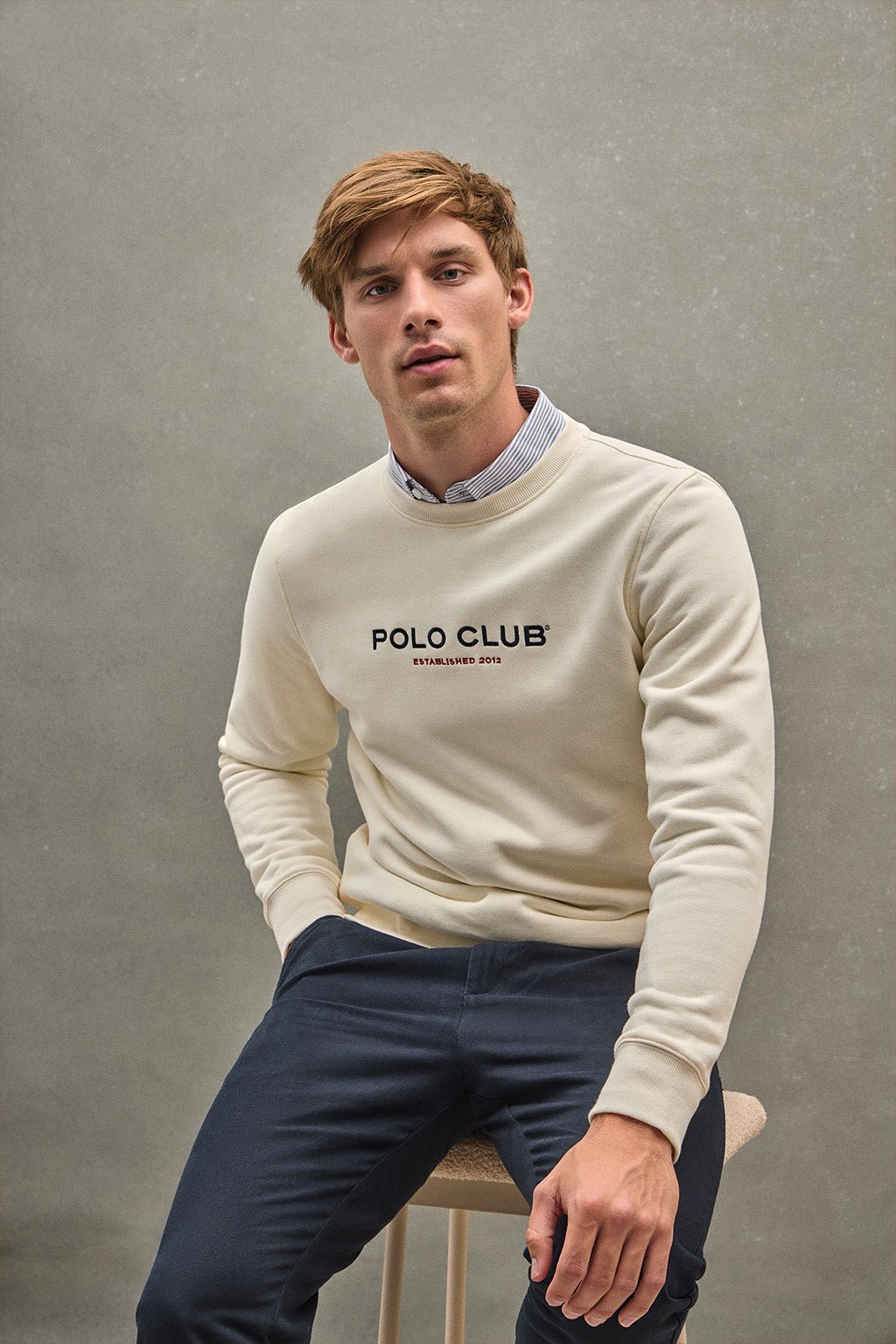Sweatshirt ecru im Relaxed Fit Established 2012 Polo Club