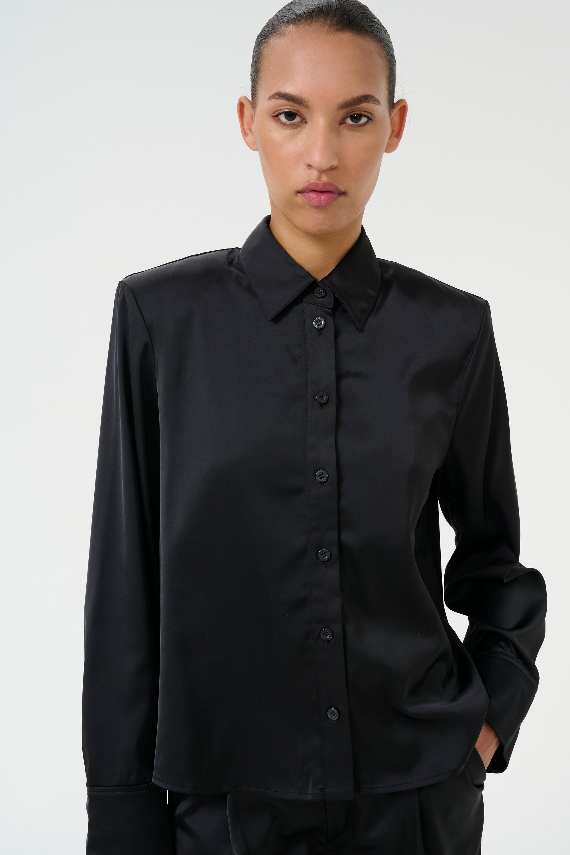 Langarm - Hemd Box fit black