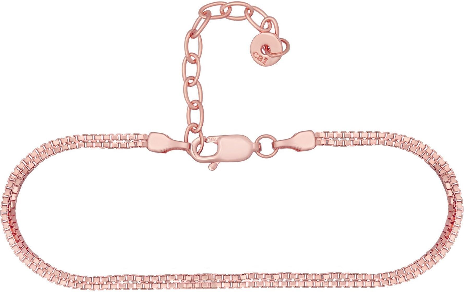 cai Fußkette 925/- Sterling Silber rosé vergoldet Venezianer Kette zweireihig