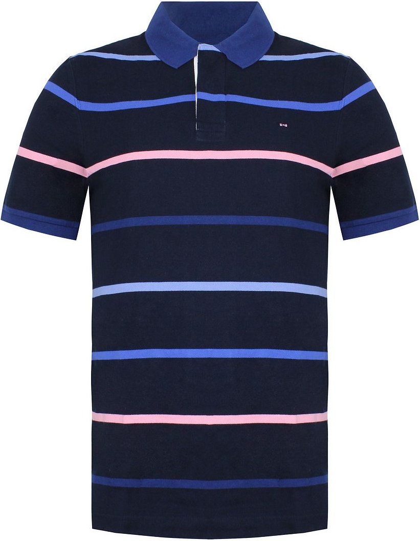 Eden Park Paris Striped Mens Navy Polo Shirt