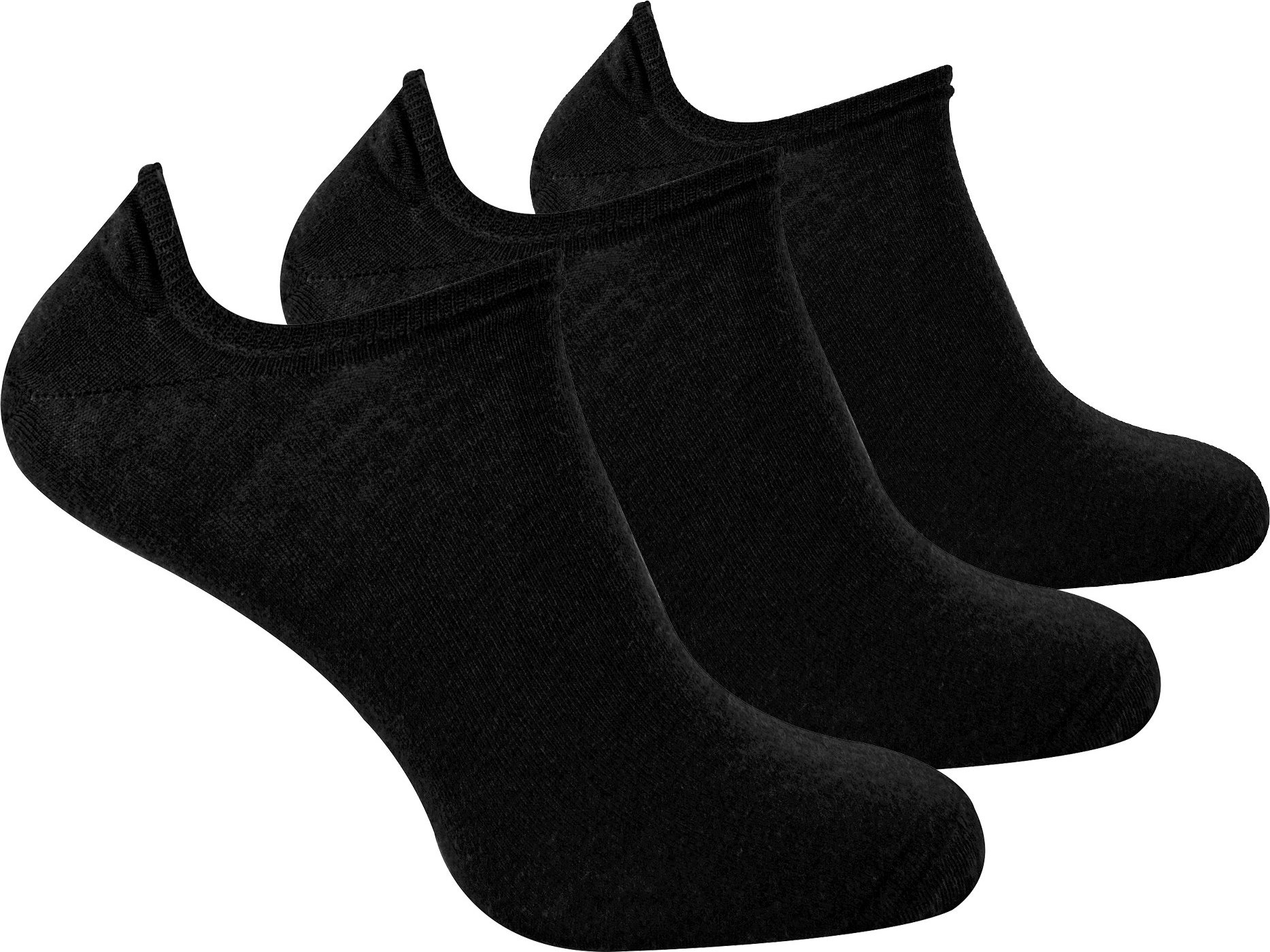 Steven - 3 Paare Multipack Herren Merinowolle unsichtbare Socken - Schwarz