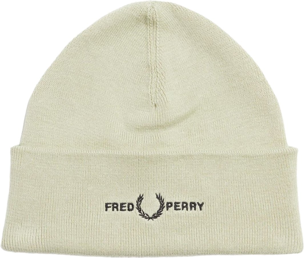 Fred Perry Graphic Logo Light Oyster Cream Beanie