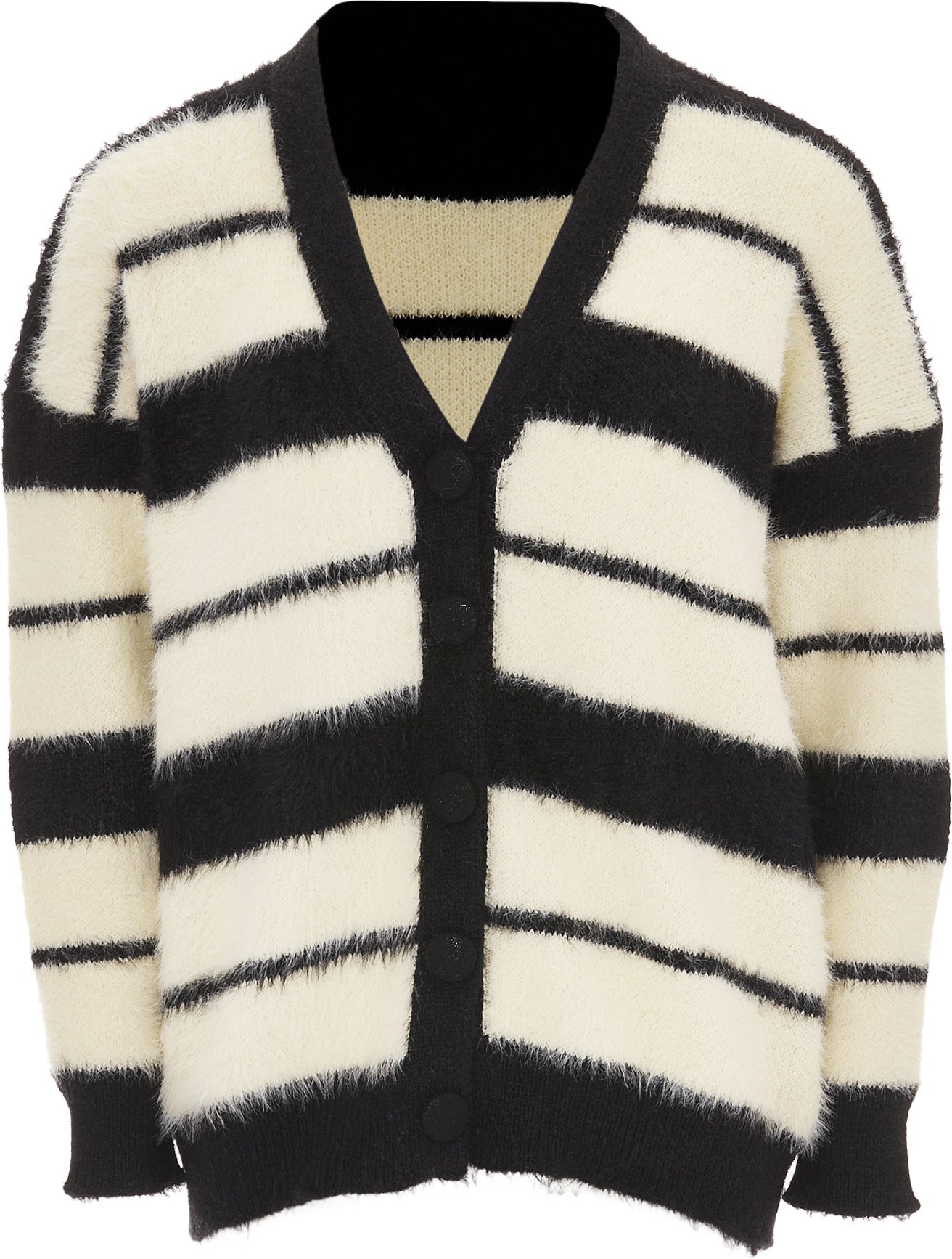 Mymo Strickjacke Frauen schwarz-wollweiß