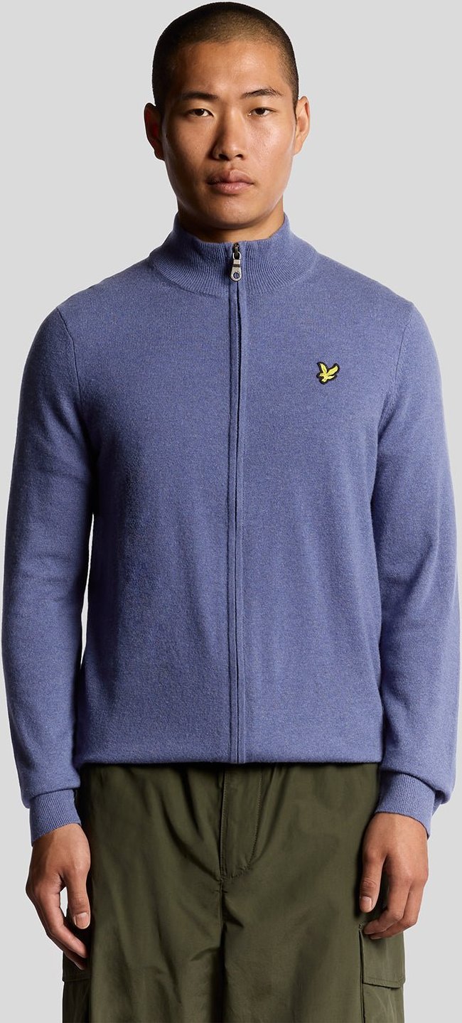 Lyle & Scott Strickjacke mit Reißverschluss aus Lammwollmischung – Grau