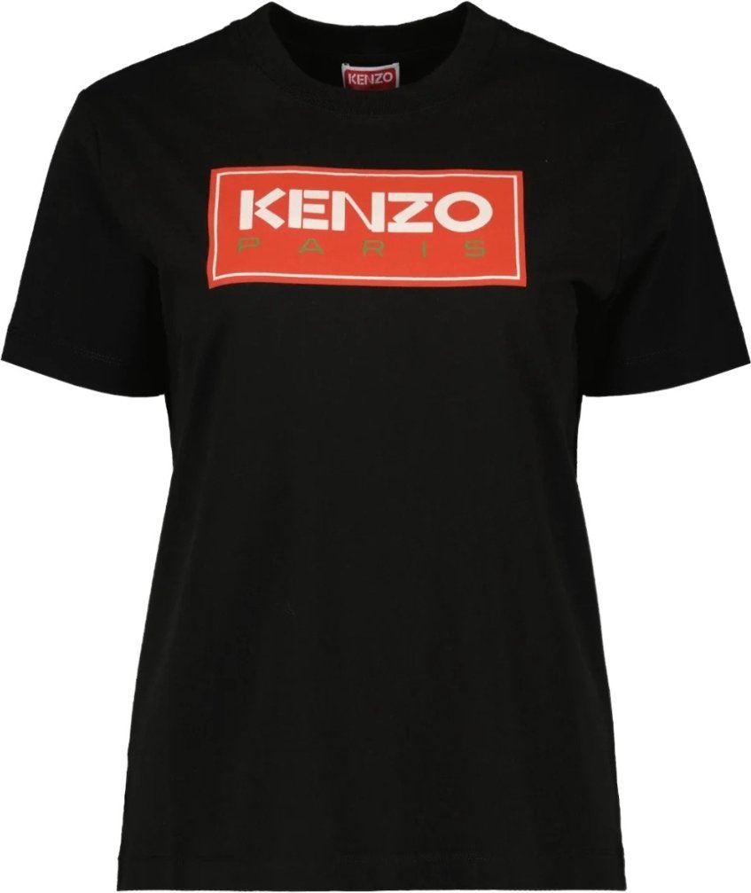 Schwarzes T-Shirt mit Blocklogo von Kenzo Paris