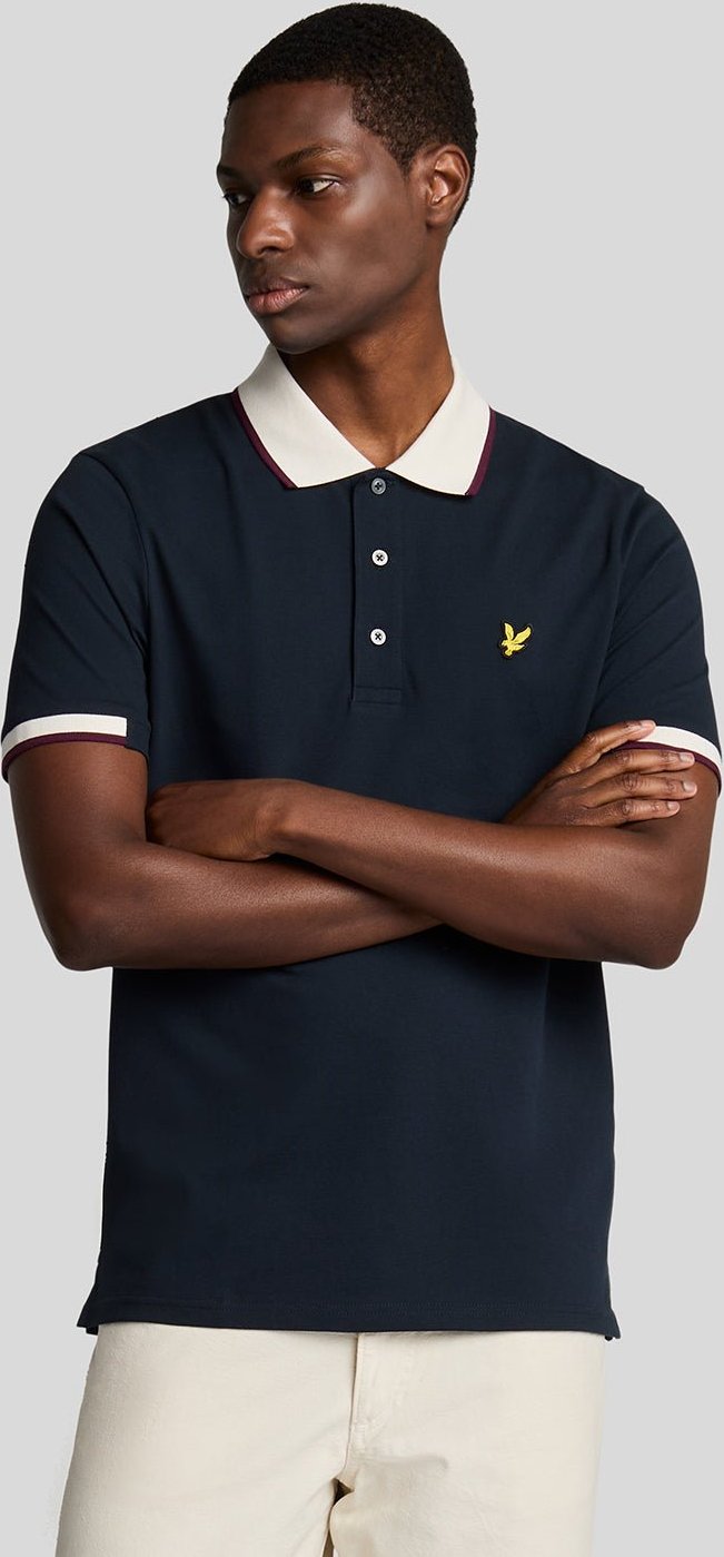 Thumbnail - Lyle & Scott Poloshirt mit halbhohem Rand – Marineblau