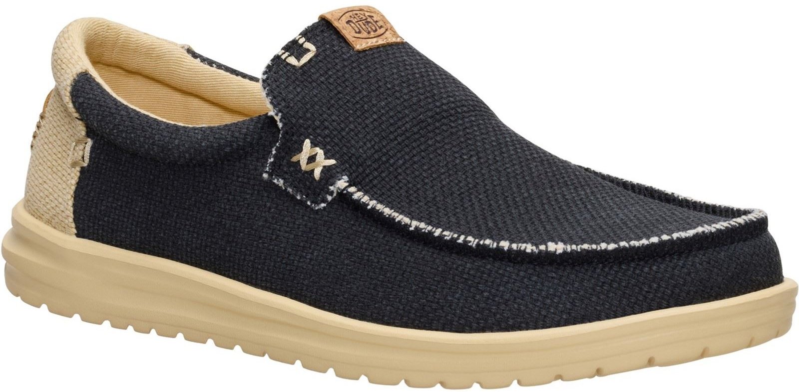 HEYDUDE Mikka Geflochtene Textil Herren Slipper Schwarz/Boulder Tan