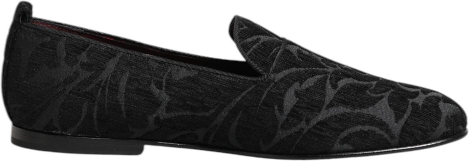 Dolce & Gabbana Schwarze Brokat Slipper Herrenanzugschuhe