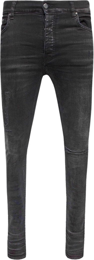 Amiri Slim Fit Distressed Amiri Logo Aged Black Denim-Jeans