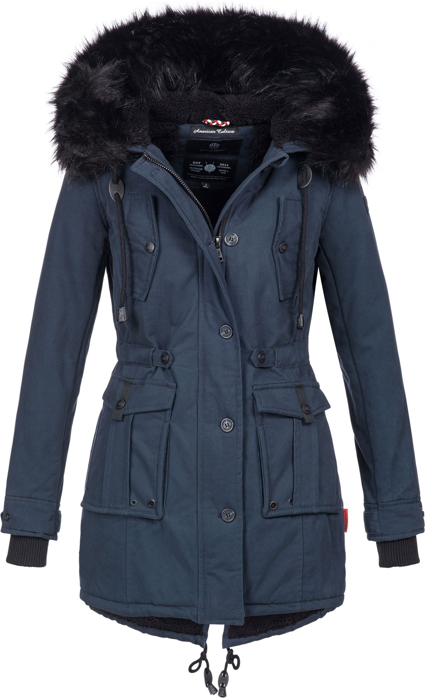 Navahoo Damen Winterjacke Luluna – Mit Teddyfell & Abnehmbarem Kunstfellkragen