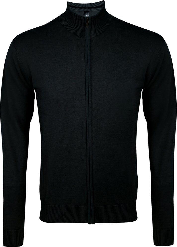 SOLS Gordon Herren Strickjacke mit durchgehendem Reißverschluss (Schwarz)