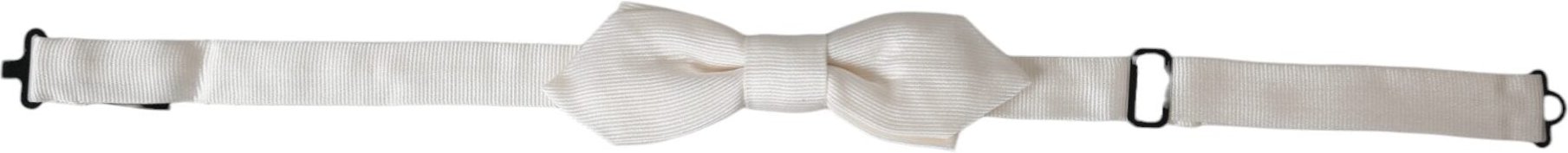 Dolce & Gabbana Weißer Seidenverstellbarer Halsband Herren Papillon Fliegenkrawatte