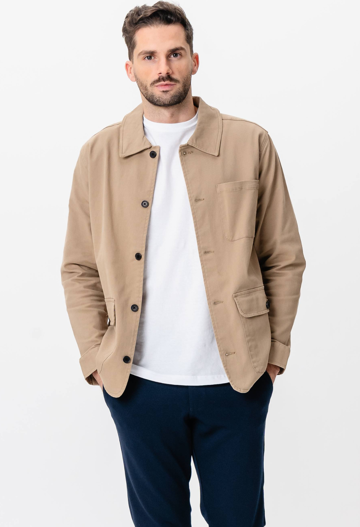 Thumbnail - Twill-Hemdjacke – Dunkler Sand