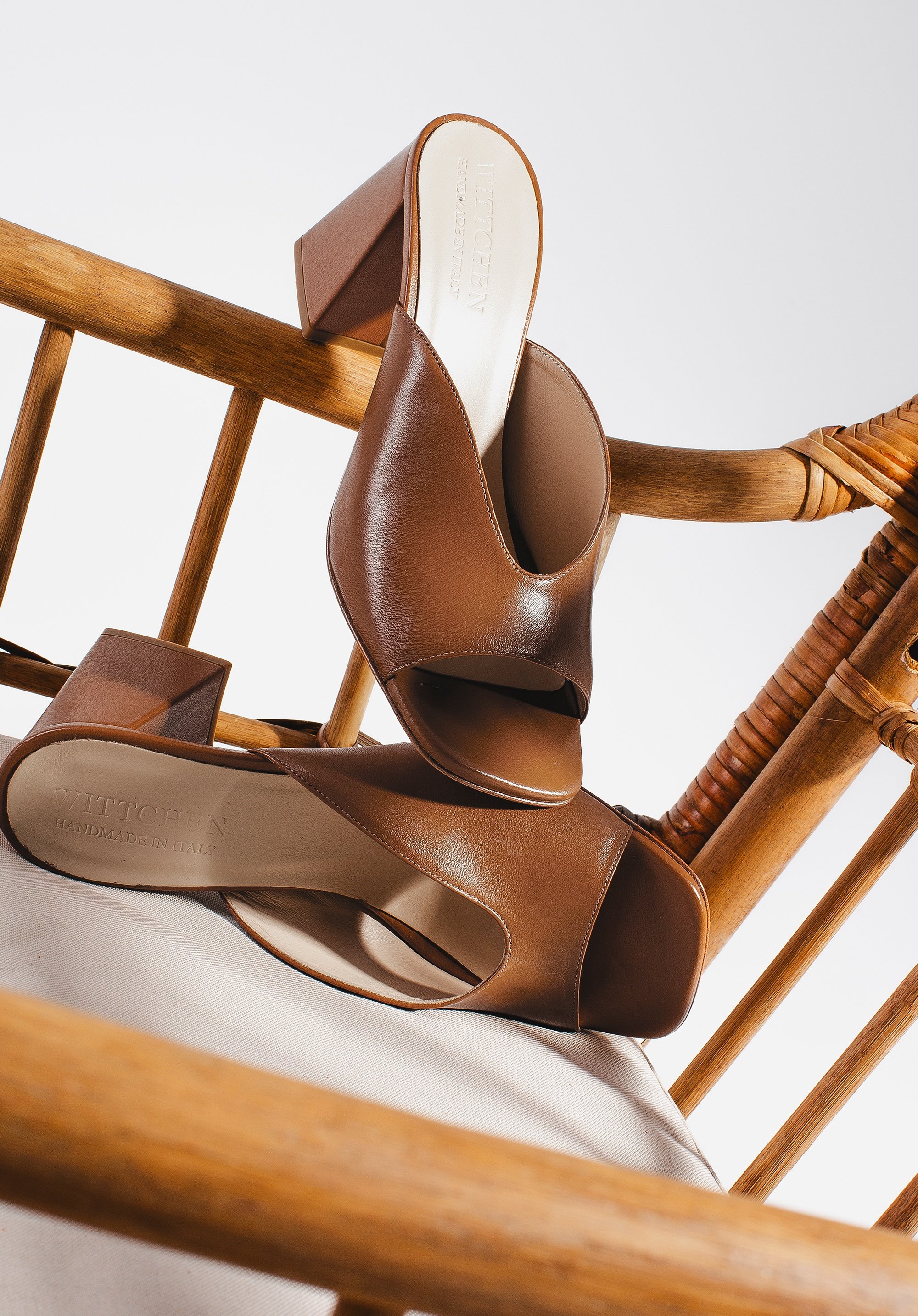 Wittchen Damen-Pantoletten aus echtem Leder mit Blockabsatz, braun, Naturleder