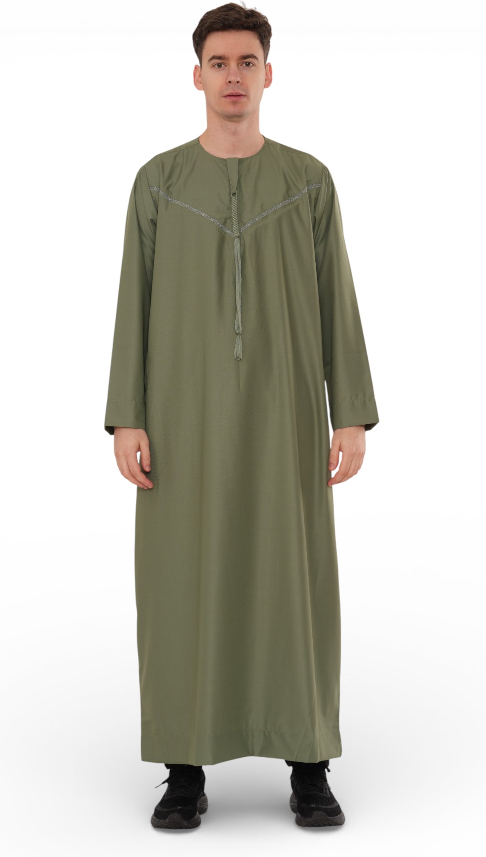 Herren Ramadan Eid Olivgrüne marokkanische Jubba-Robe Djellaba Thobe – TT-008