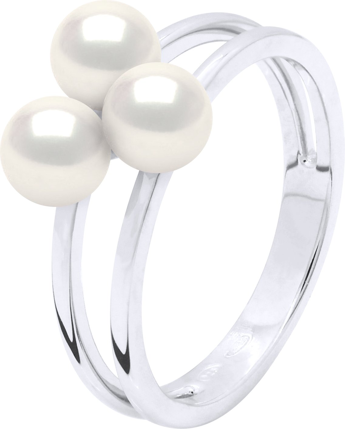 Ring Trilogy - 3 echte Süßwasser-Zuchtperlen rund 5-6 mm