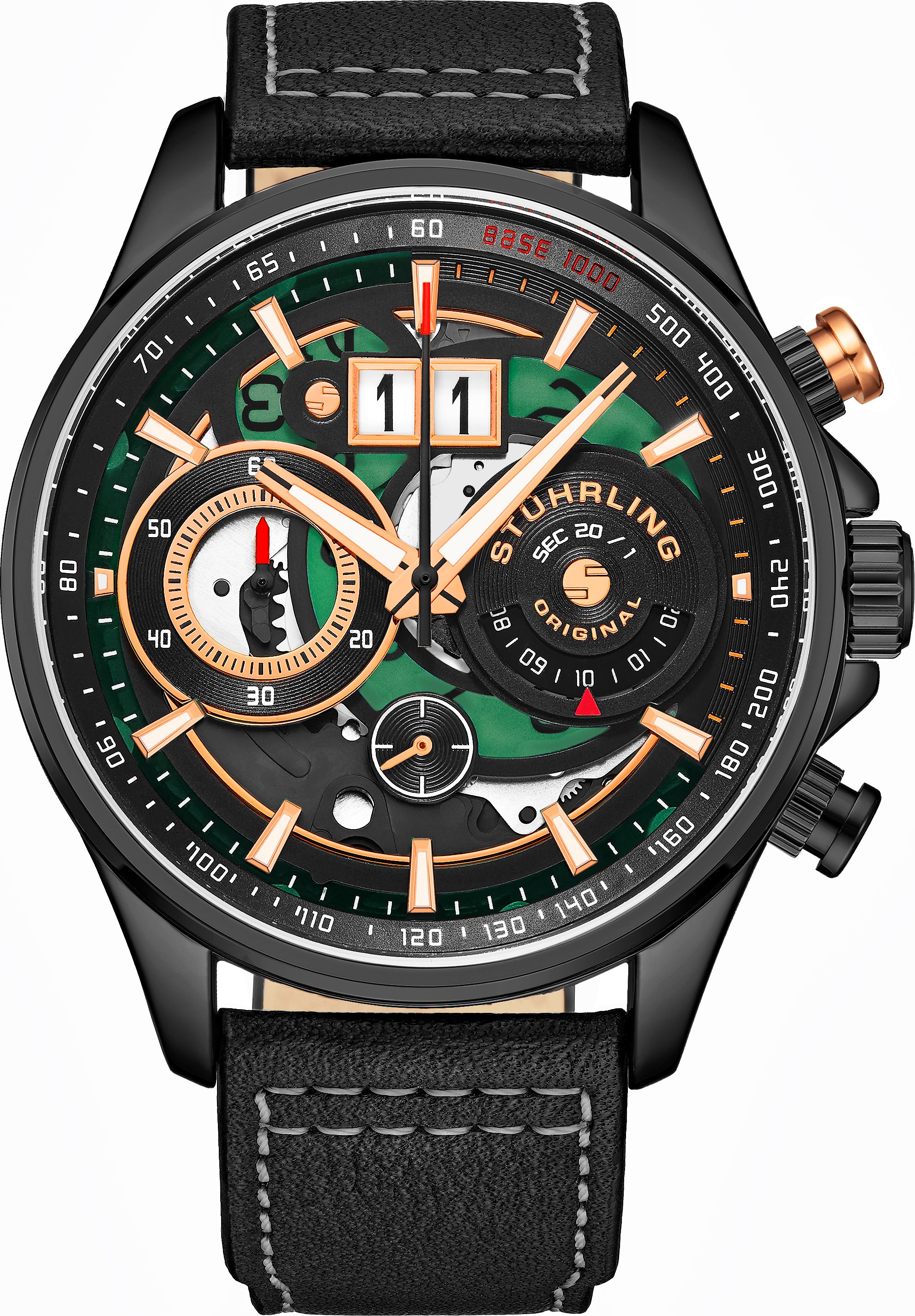 Black Ace Aviator Chronograph & Tachymeter Quarz 45mm