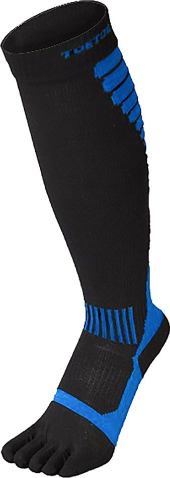 TOETOE - Herren- und Damen-Sport-Kompressionskniestrümpfe mit Feuchtigkeitsregulation - Schwarz & Blau