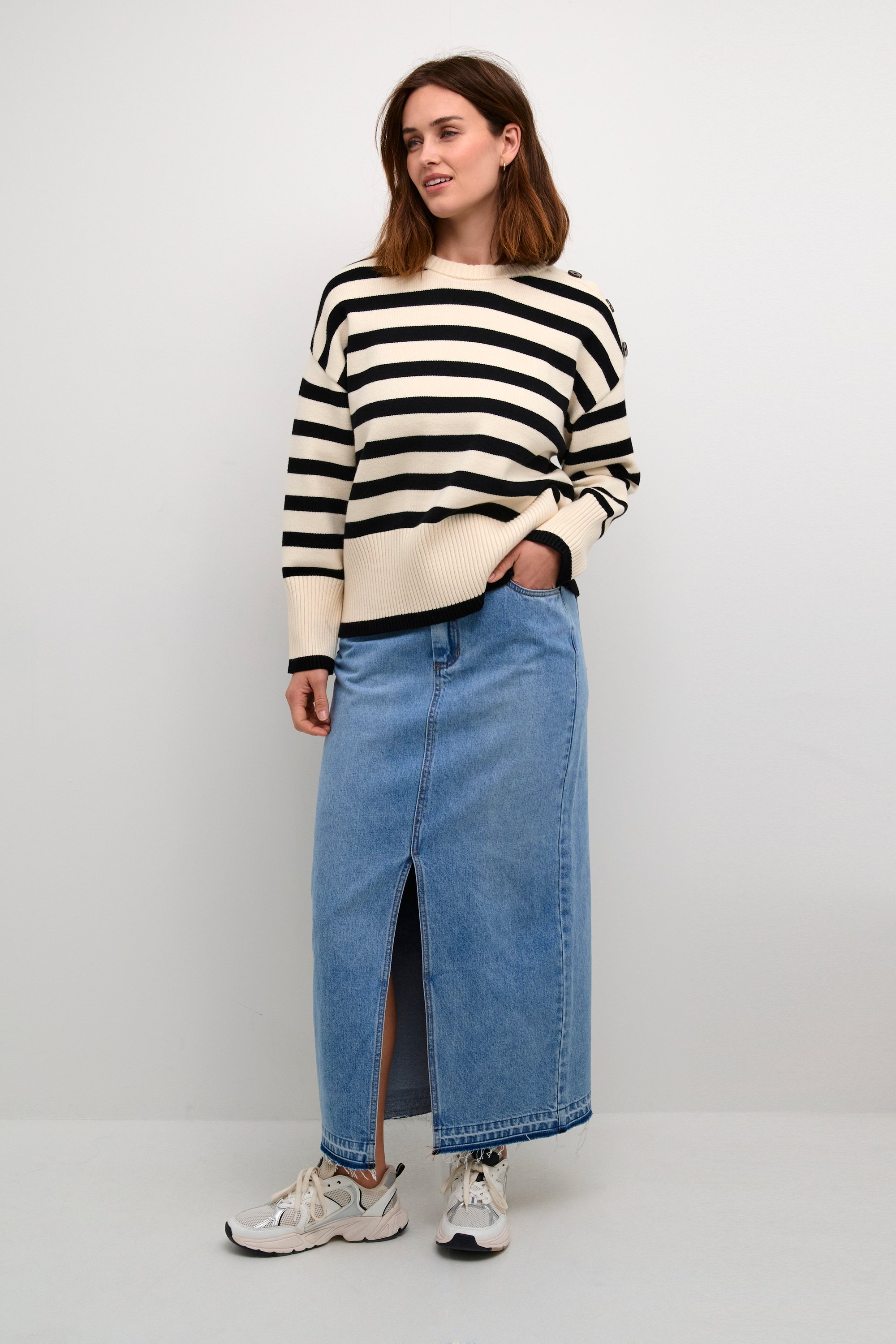 Strickpullover Loose fit black offwhite