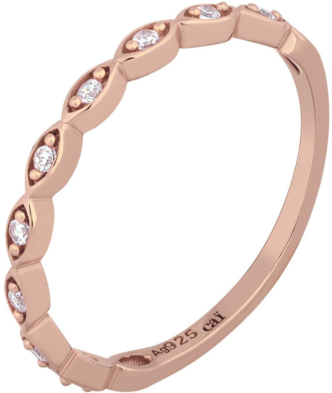 cai Ring 925/- Sterling Silber rosévergoldet Zirkonia Stacking