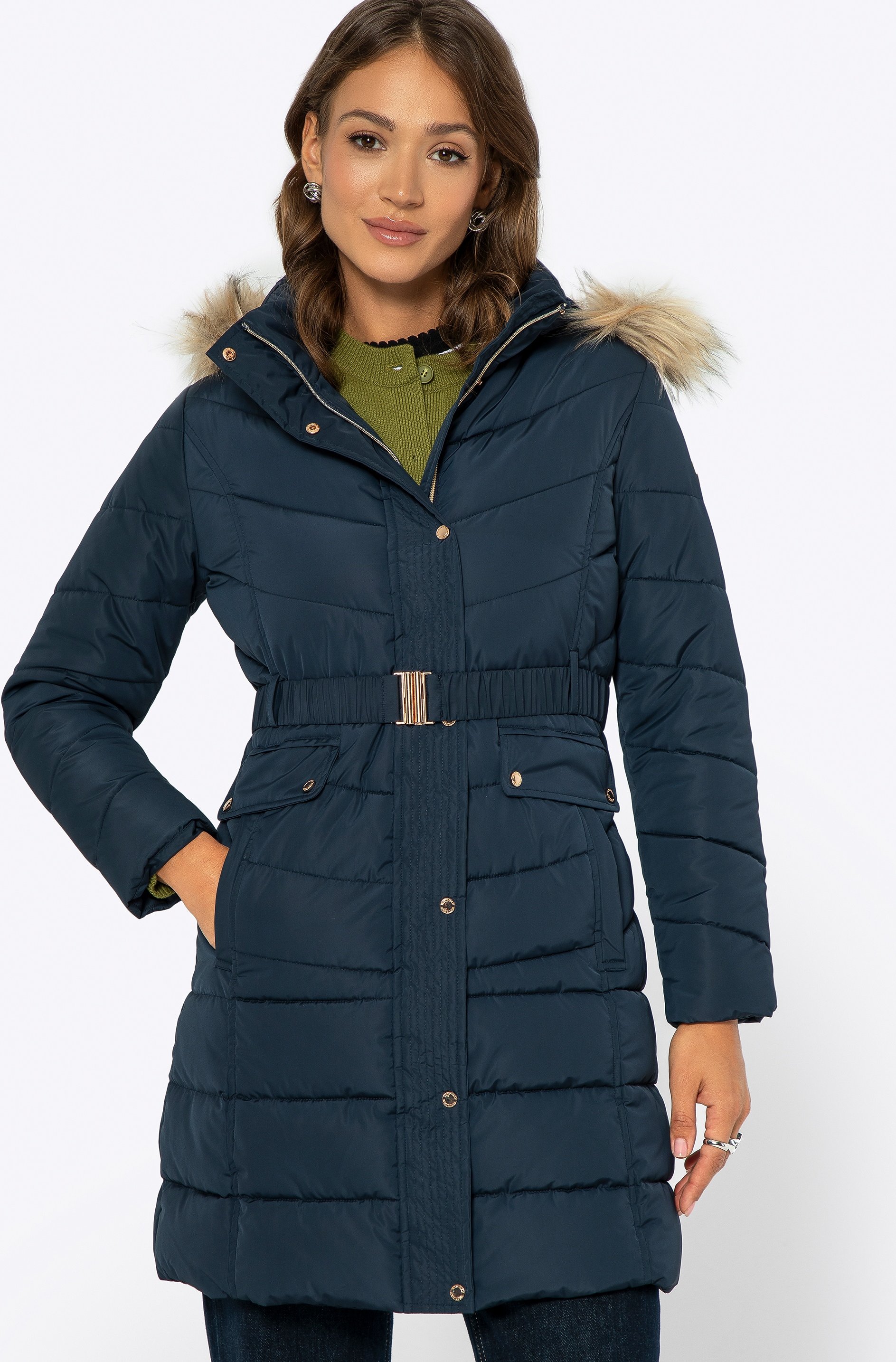 Wittchen Damen-Steppjacke mit Kapuze, Marineblau, Polyester