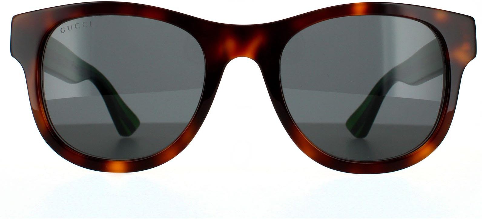 Gucci Rectangle Mens Havanna Grün Grau Grau Sonnenbrillen