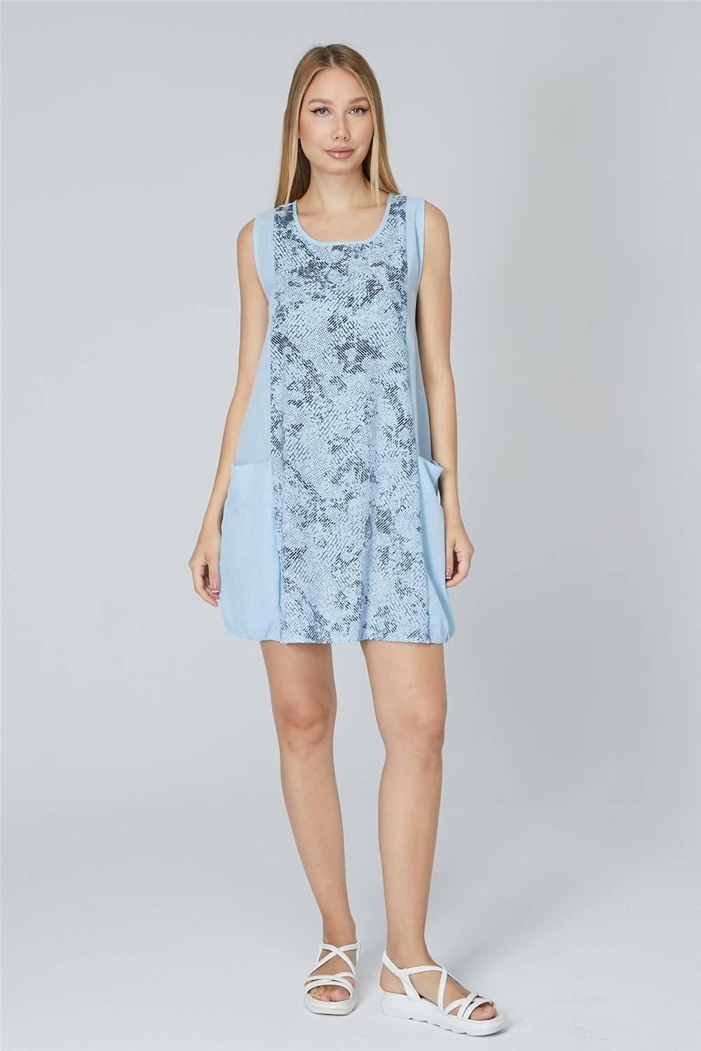 Thumbnail - Ärmelloses Vordermuster Kleid