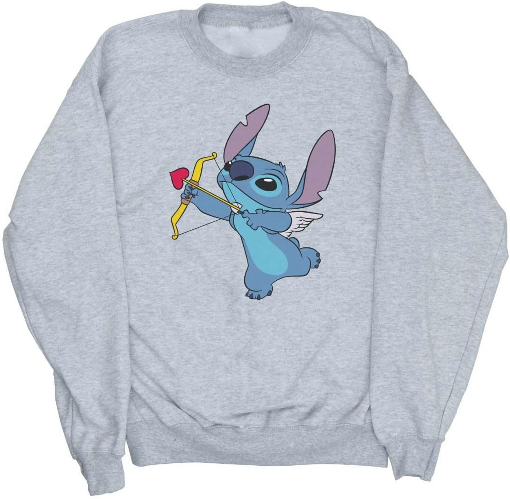 Disney Mädchen Lilo und Stitch Stitch Cupid Valentines Sweatshirt (Sport grau)