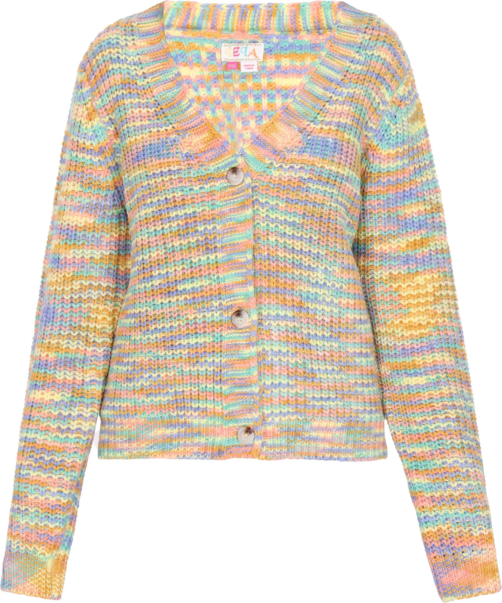 IZIA Strickjacke Damen Blau Mehrfarbig