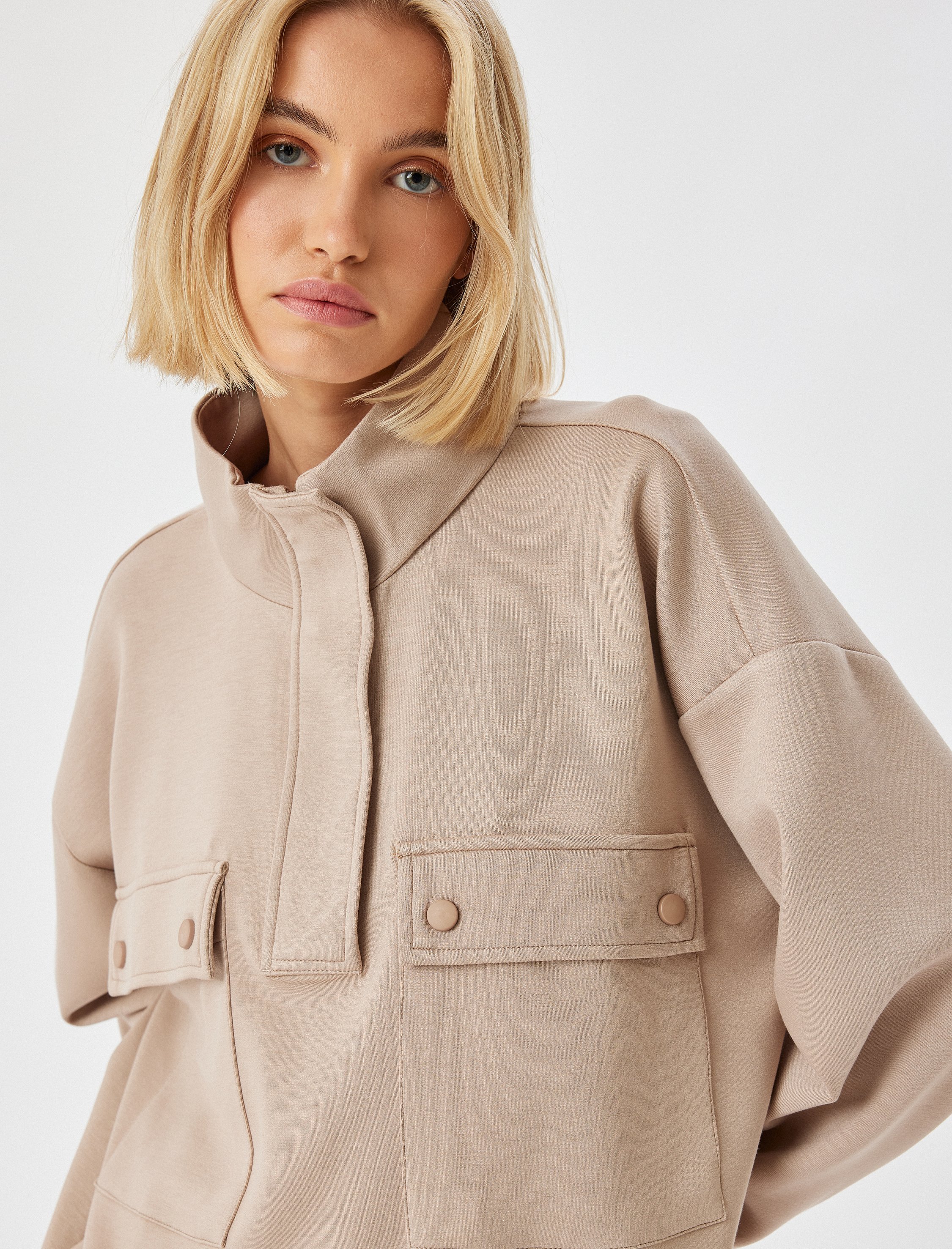 Koton Schlafanzug Strickoberteile V-Kragen Langärmelig Schlafanzug Strickoberteile