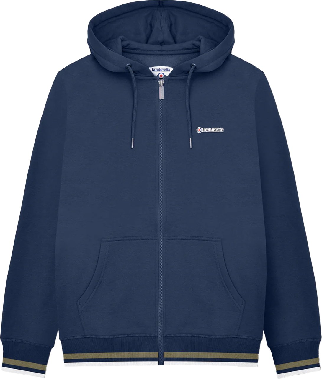 Lambretta Herren AW24 Vollzip Hoodie (Marineblau/Khakigrün)