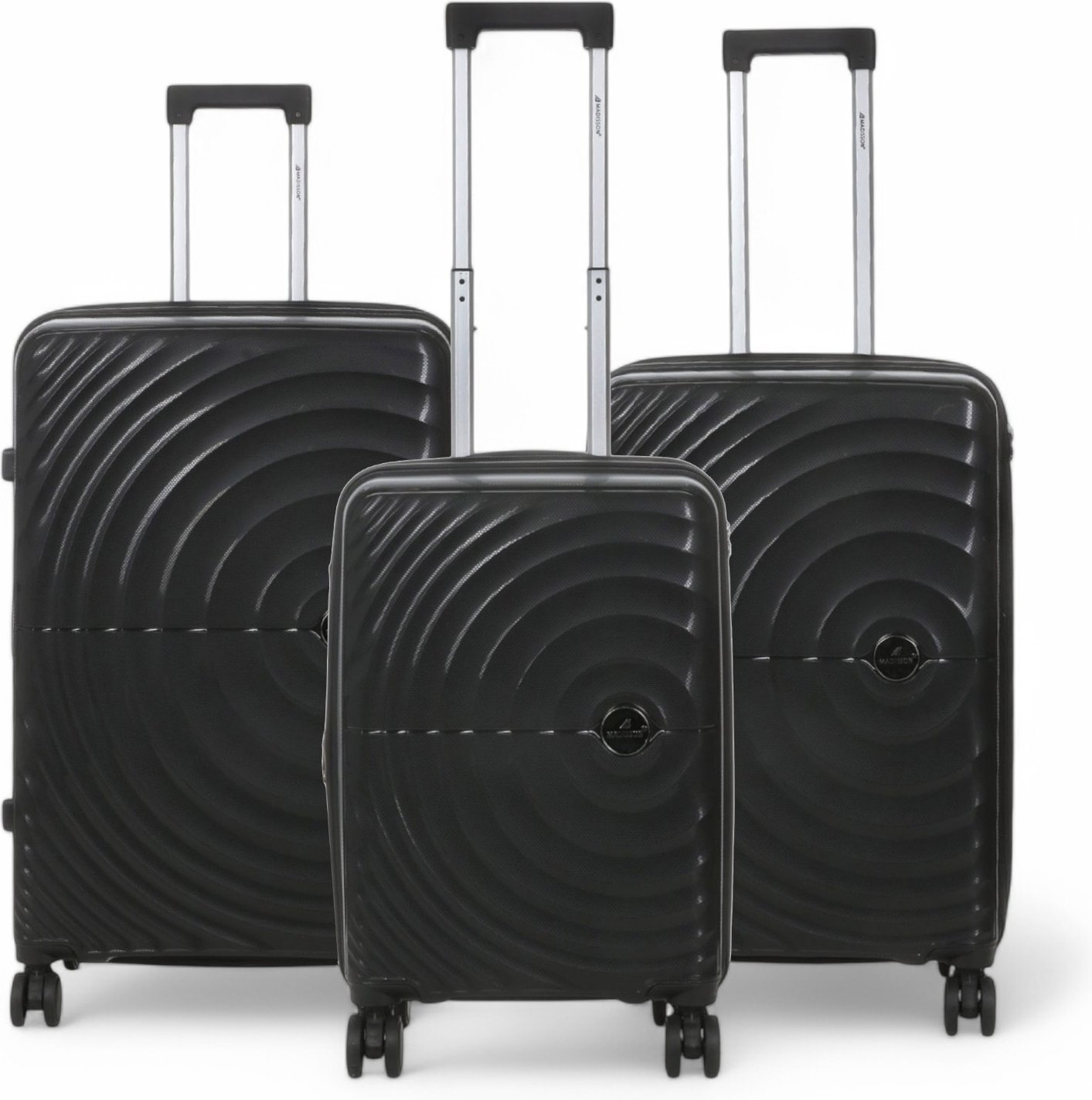 Erweiterbares schwarzes Hartschalen-Kabinenkoffer-Set mit 8 Rädern