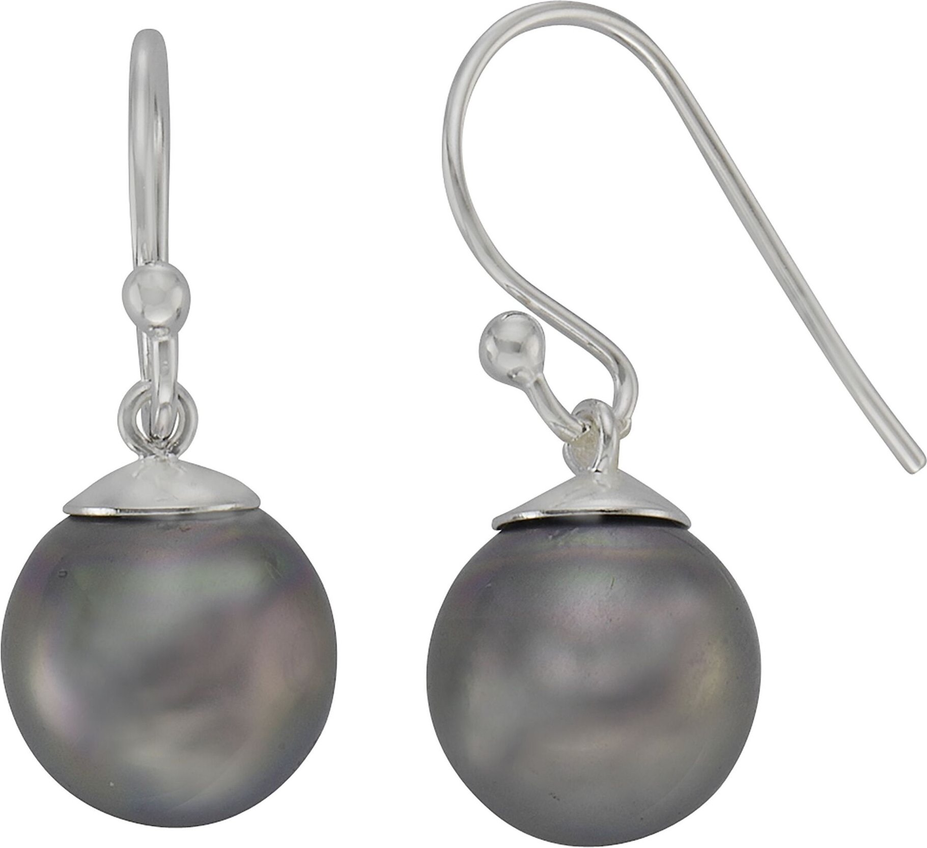 Zeeme Pearls Ohrringe Silber 925 mit 2 grauen Perlen 10mm