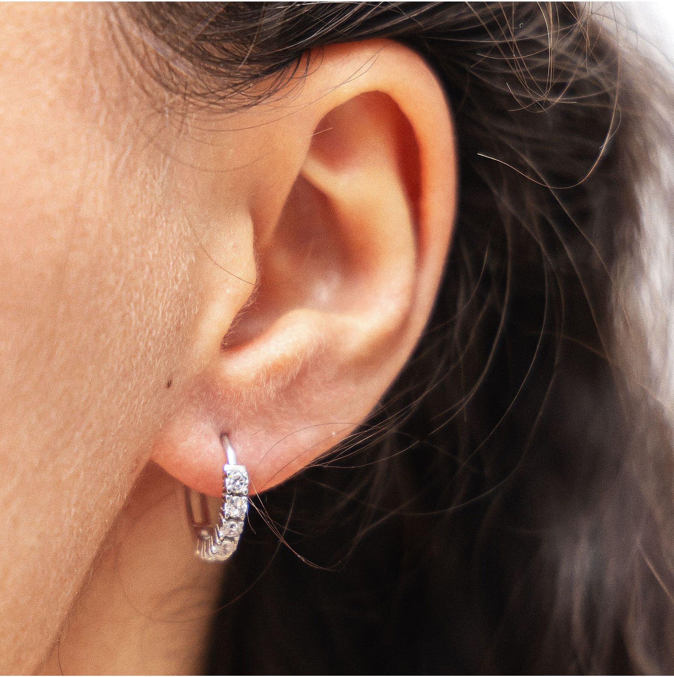 Dkeniz Creolen 925 Silber rhodiniert Zirkonia weiß